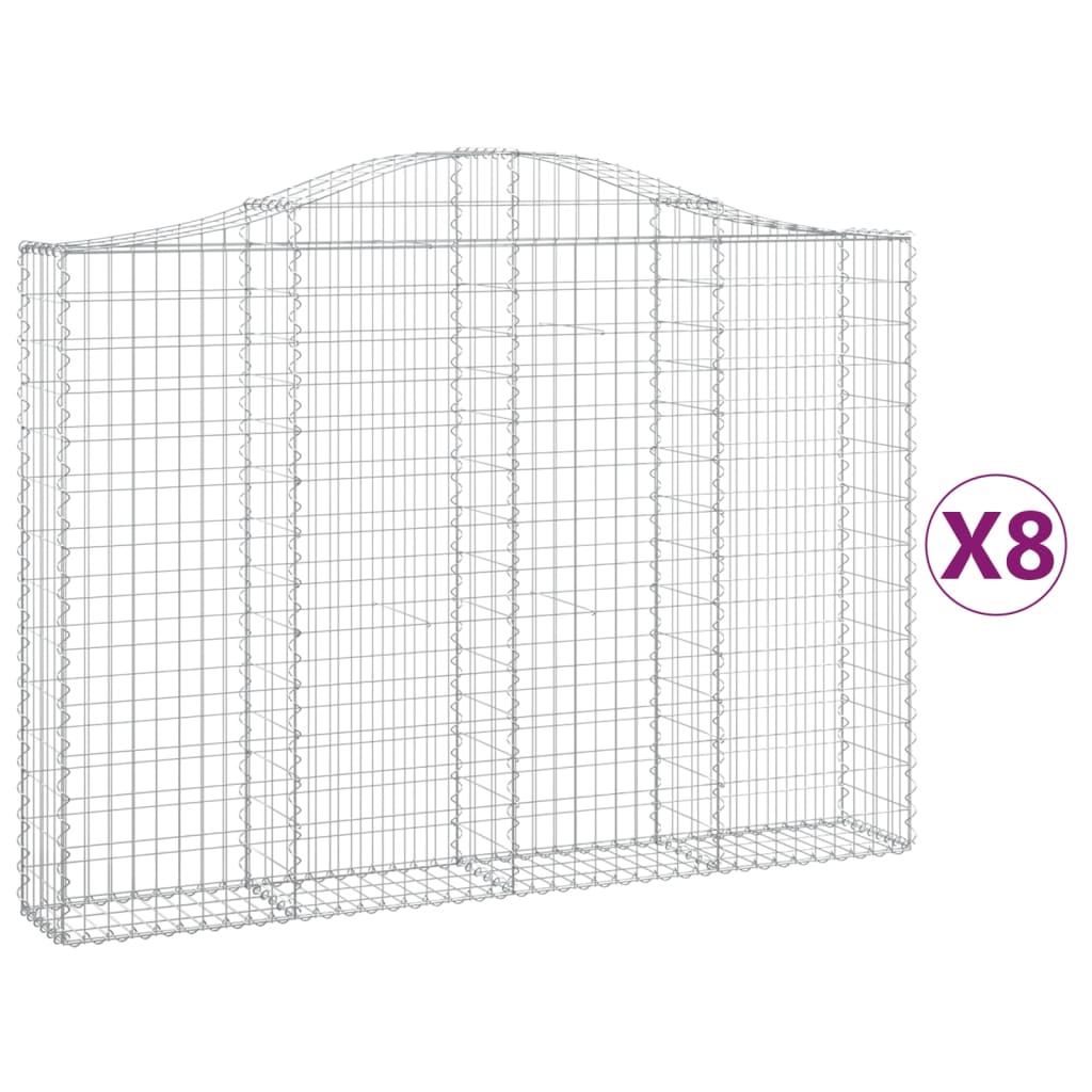 Συρματοκιβώτια Τοξωτά 8 τεμ. 200x30x140/160 εκ. Γαλβαν. Ατσάλι - Pakobazaar