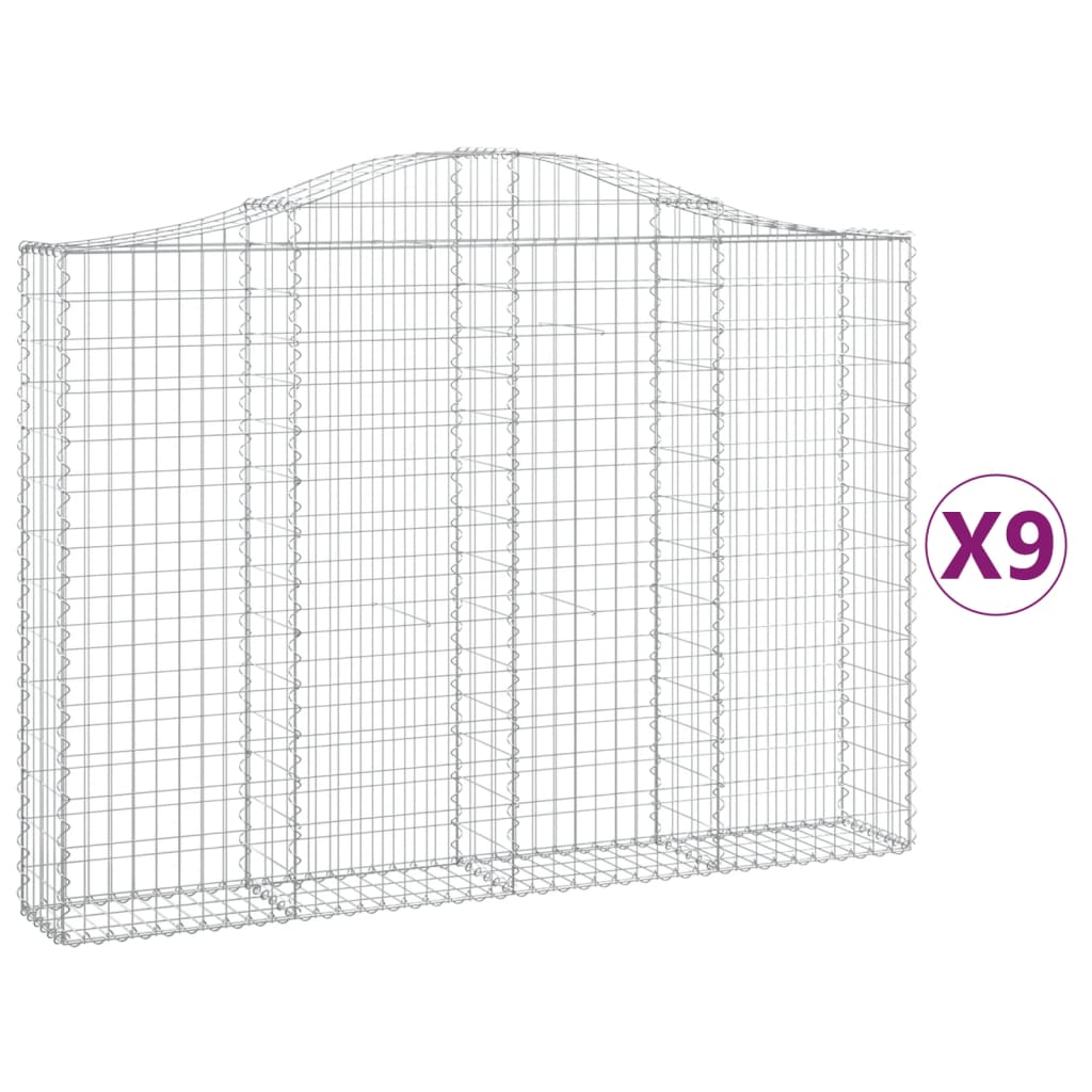 Συρματοκιβώτια Τοξωτά 9 τεμ. 200x30x140/160 εκ. Γαλβαν. Ατσάλι