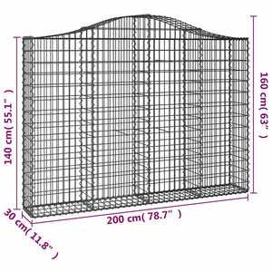 Συρματοκιβώτια Τοξωτά 9 τεμ. 200x30x140/160 εκ. Γαλβαν. Ατσάλι