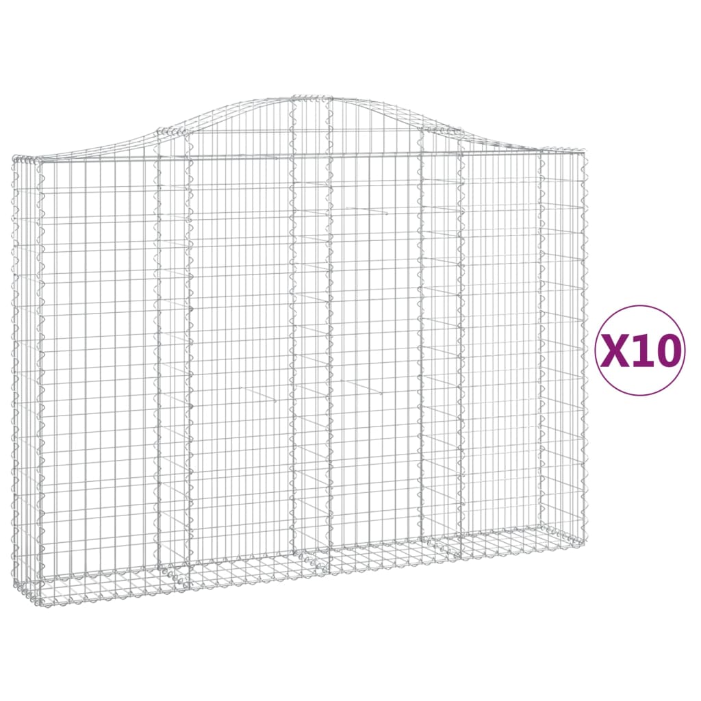 Συρματοκιβώτια Τοξωτά 10 τεμ. 200x30x140/160 εκ. Γαλβαν. Ατσάλι