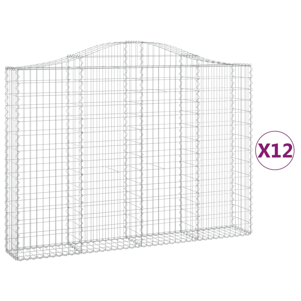 Συρματοκιβώτια Τοξωτά 12 τεμ. 200x30x140/160 εκ. Γαλβαν. Ατσάλι