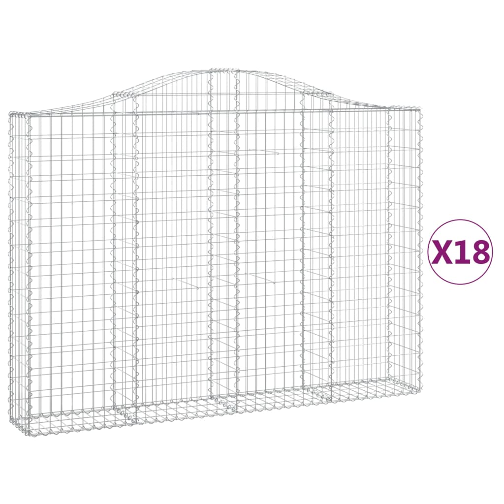Συρματοκιβώτια Τοξωτά 18 τεμ. 200x30x140/160 εκ. Γαλβαν. Ατσάλι