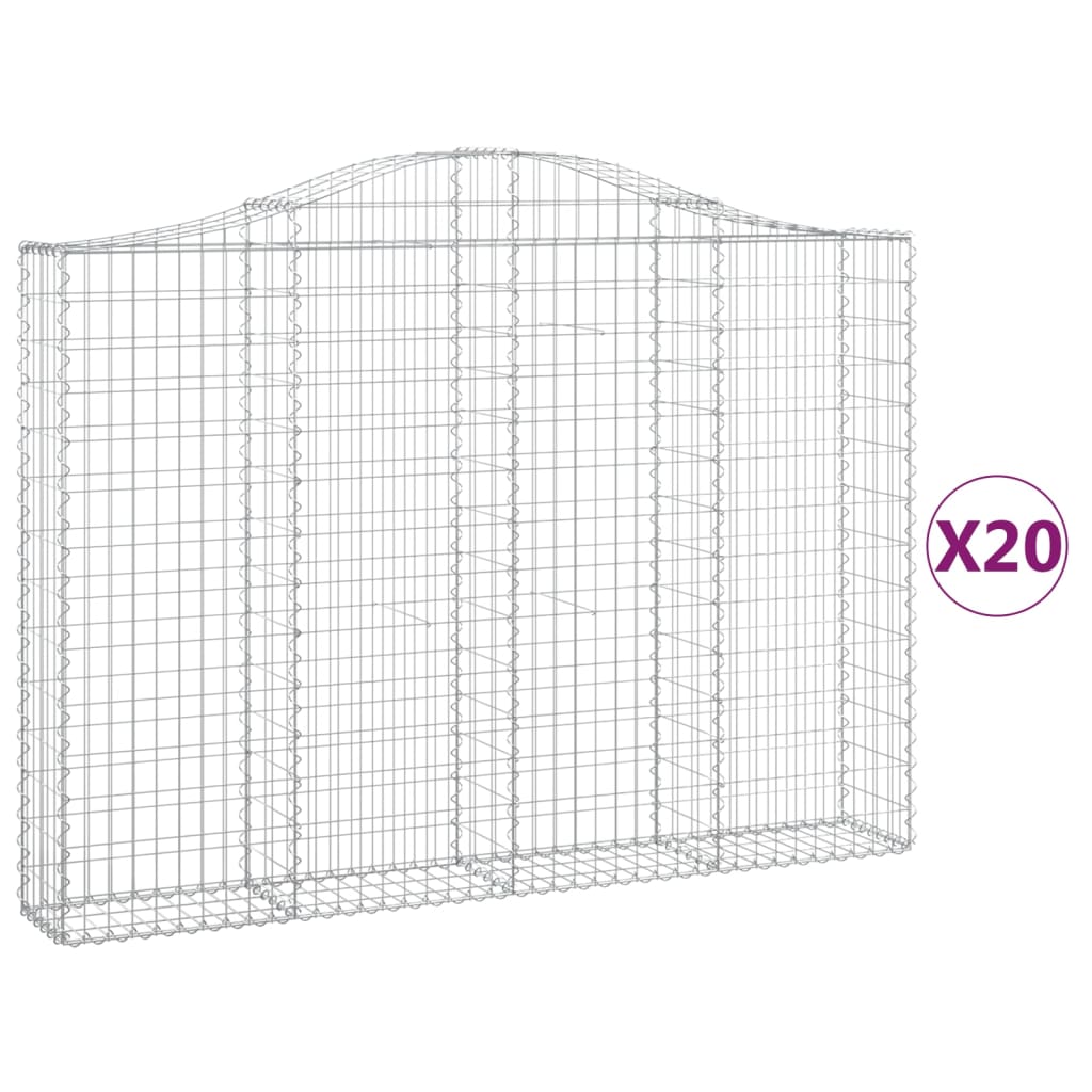 Συρματοκιβώτια Τοξωτά 20 τεμ. 200x30x140/160 εκ. Γαλβαν. Ατσάλι - Pakobazaar