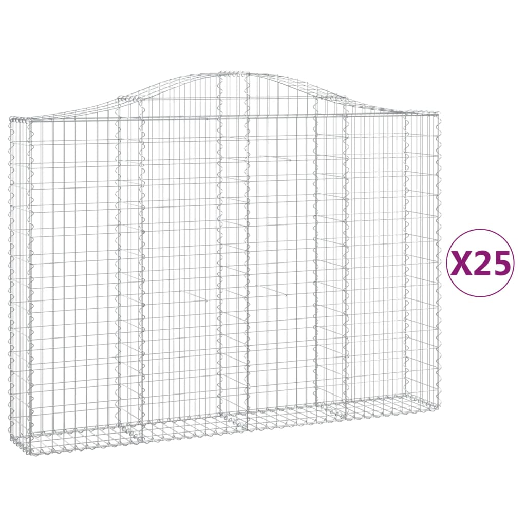 Συρματοκιβώτια Τοξωτά 25 τεμ. 200x30x140/160 εκ. Γαλβαν. Ατσάλι - Pakobazaar