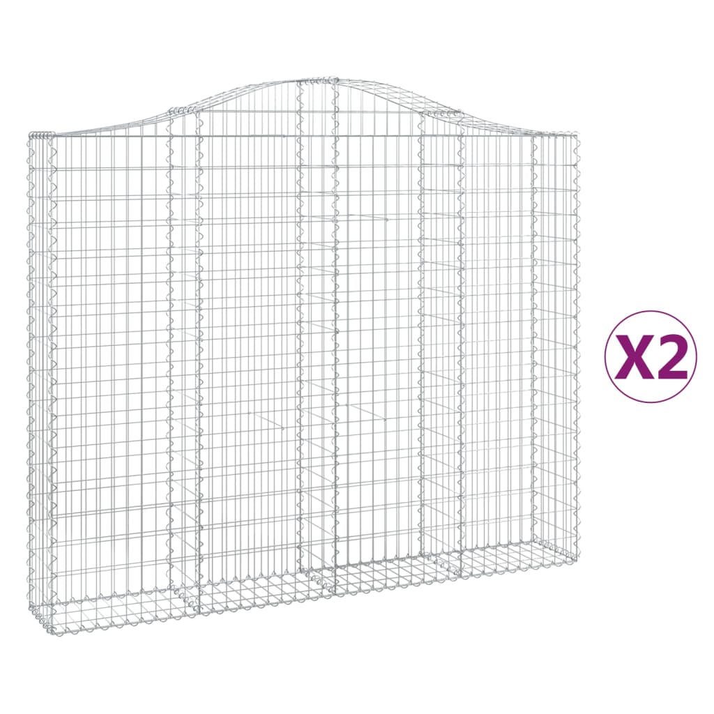 Συρματοκιβώτια Τοξωτά 2 τεμ. 200x30x160/180 εκ. Γαλβαν. Ατσάλι