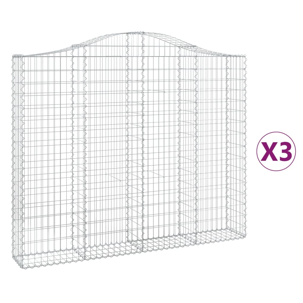 Συρματοκιβώτια Τοξωτά 3 τεμ. 200x30x160/180 εκ. Γαλβαν. Ατσάλι