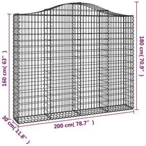 Συρματοκιβώτια Τοξωτά 8 τεμ. 200x30x160/180 εκ. Γαλβαν. Ατσάλι