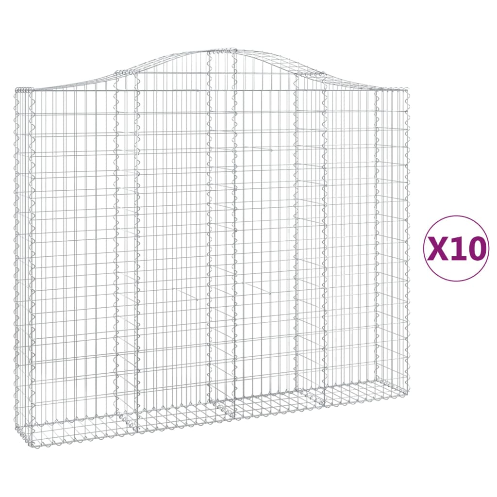 Συρματοκιβώτια Τοξωτά 10 τεμ. 200x30x160/180 εκ. Γαλβαν. Ατσάλι
