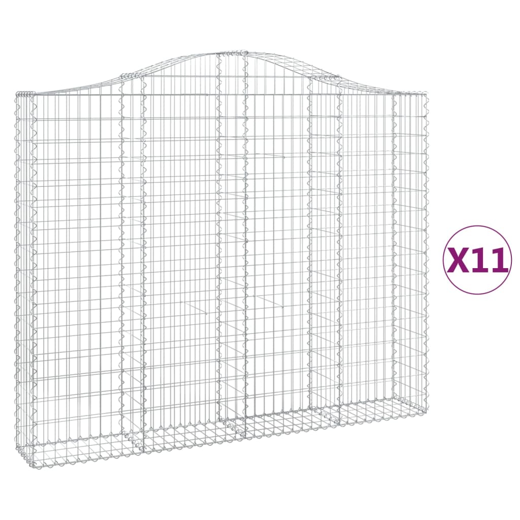 Συρματοκιβώτια Τοξωτά 11 τεμ. 200x30x160/180 εκ. Γαλβαν. Ατσάλι - Pakobazaar