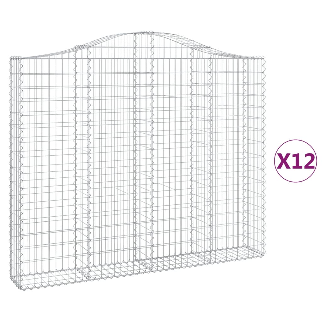 Συρματοκιβώτια Τοξωτά 12 τεμ. 200x30x160/180 εκ. Γαλβαν. Ατσάλι - Pakobazaar