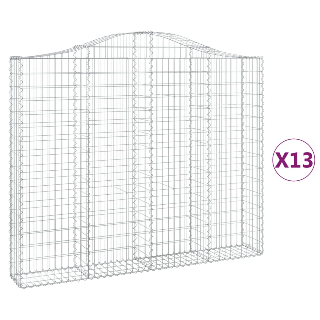 Συρματοκιβώτια Τοξωτά 13 τεμ. 200x30x160/180 εκ. Γαλβαν. Ατσάλι - Pakobazaar
