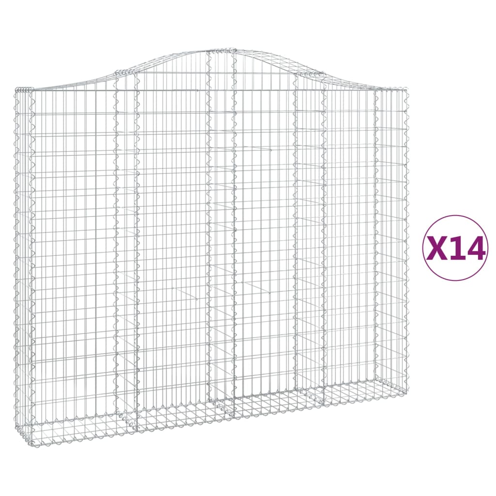 Συρματοκιβώτια Τοξωτά 14 τεμ. 200x30x160/180 εκ. Γαλβαν. Ατσάλι - Pakobazaar