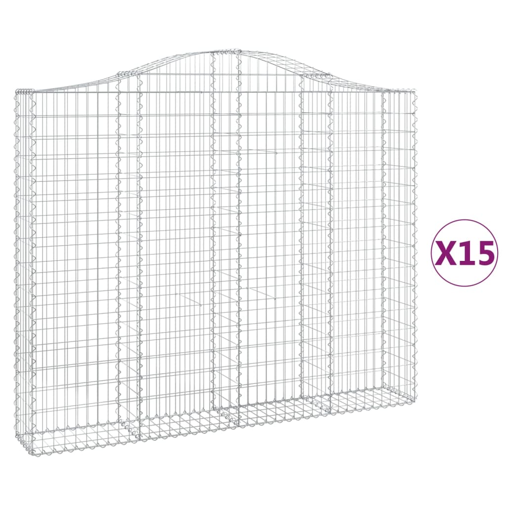 Συρματοκιβώτια Τοξωτά 15 τεμ. 200x30x160/180 εκ. Γαλβαν. Ατσάλι