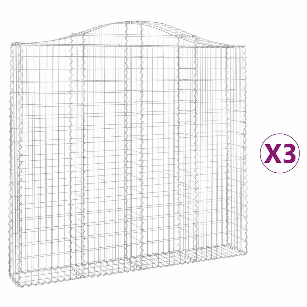 Συρματοκιβώτια Τοξωτά 3 τεμ. 200x30x180/200 εκ. Γαλβαν. Ατσάλι