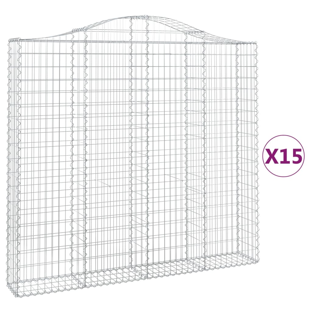 Συρματοκιβώτια Τοξωτά 15 τεμ. 200x30x180/200 εκ. Γαλβαν. Ατσάλι - Pakobazaar