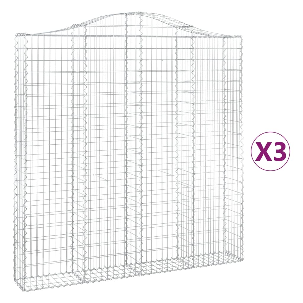 Συρματοκιβώτια Τοξωτά 3 τεμ. 200x30x200/220 εκ. Γαλβαν. Ατσάλι - Pakobazaar