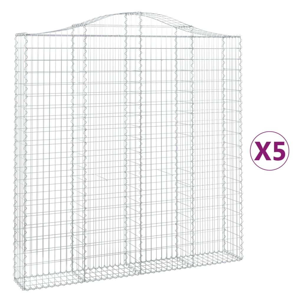 Συρματοκιβώτια Τοξωτά 5 τεμ. 200x30x200/220 εκ. Γαλβαν. Ατσάλι - Pakobazaar