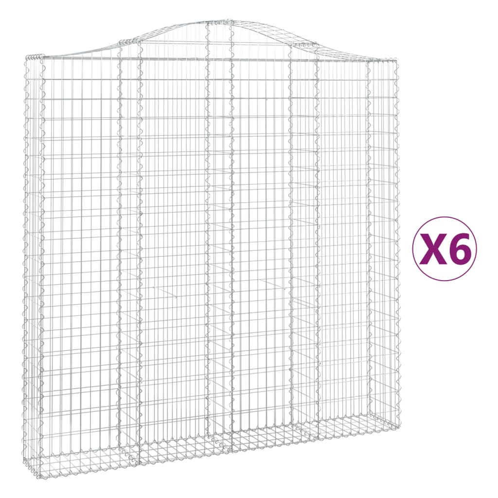 Συρματοκιβώτια Τοξωτά 6 τεμ. 200x30x200/220 εκ. Γαλβαν. Ατσάλι - Pakobazaar
