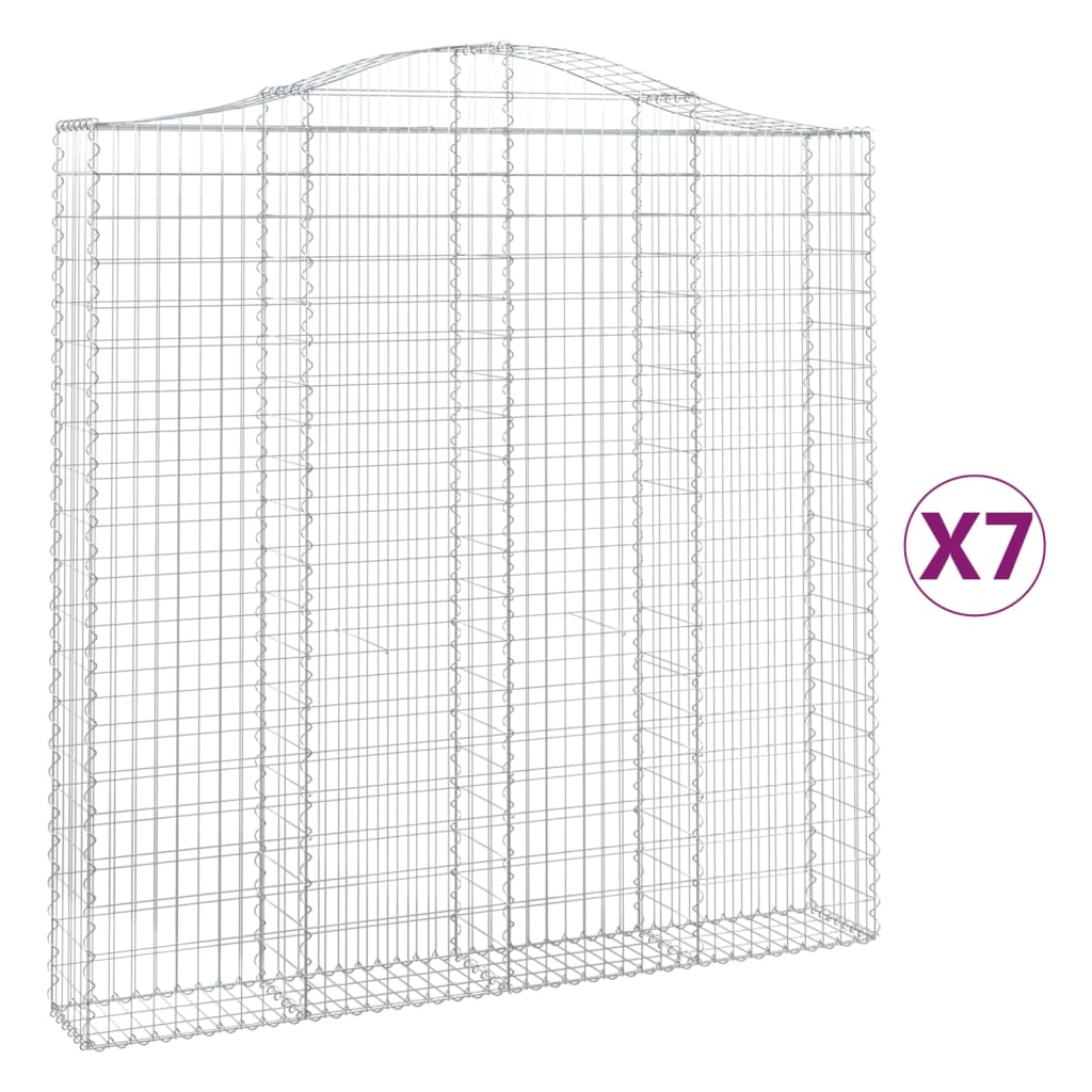 Συρματοκιβώτια Τοξωτά 7 τεμ. 200x30x200/220 εκ. Γαλβαν. Ατσάλι