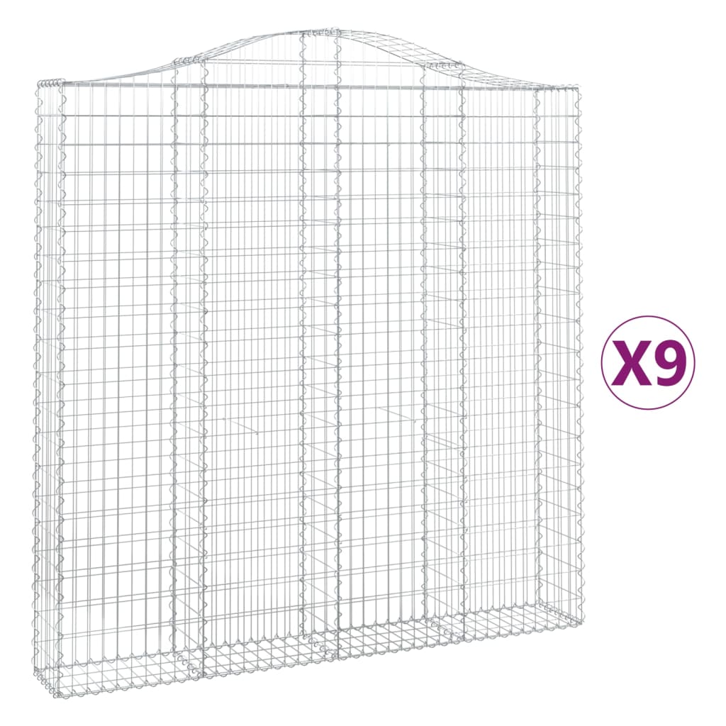Συρματοκιβώτια Τοξωτά 9 τεμ. 200x30x200/220 εκ. Γαλβαν. Ατσάλι - Pakobazaar