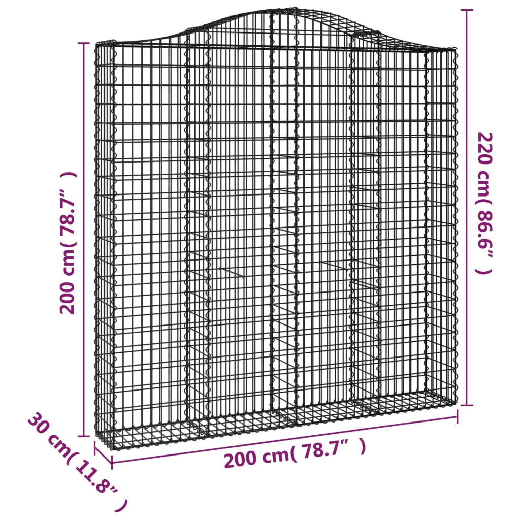 Συρματοκιβώτια Τοξωτά 10 τεμ. 200x30x200/220 εκ. Γαλβαν. Ατσάλι - Pakobazaar