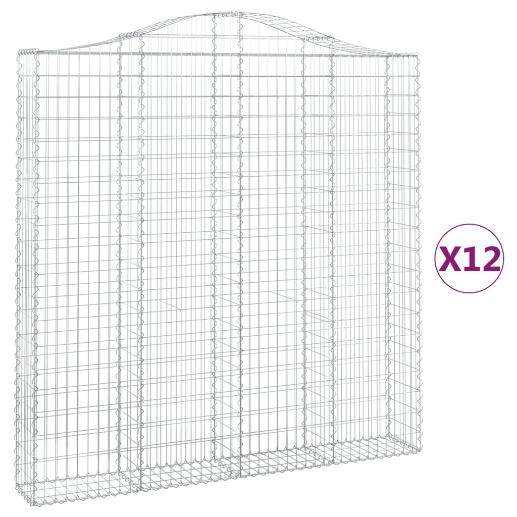 Συρματοκιβώτια Τοξωτά 12 τεμ. 200x30x200/220 εκ. Γαλβαν. Ατσάλι