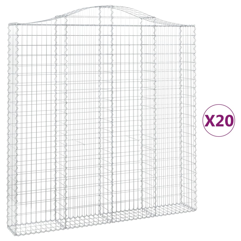 Συρματοκιβώτια Τοξωτά 20 τεμ. 200x30x200/220 εκ. Γαλβαν. Ατσάλι - Pakobazaar
