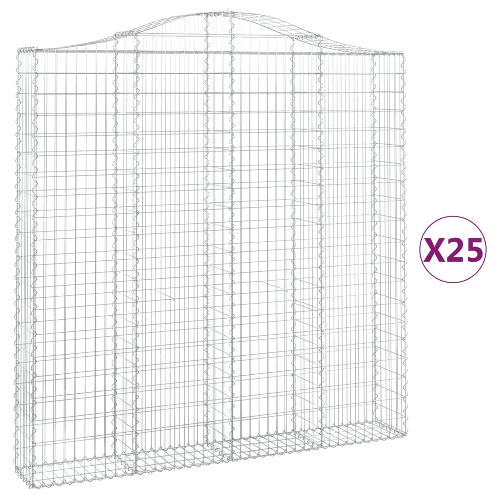 Συρματοκιβώτια Τοξωτά 25 τεμ. 200x30x200/220 εκ. Γαλβαν. Ατσάλι