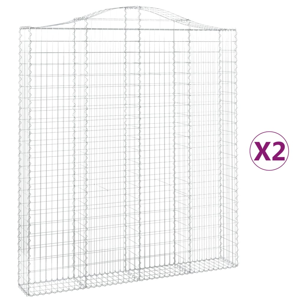 Συρματοκιβώτια Τοξωτά 2 τεμ. 200x30x220/240 εκ. Γαλβαν. Ατσάλι