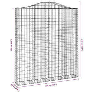 Συρματοκιβώτια Τοξωτά 2 τεμ. 200x30x220/240 εκ. Γαλβαν. Ατσάλι