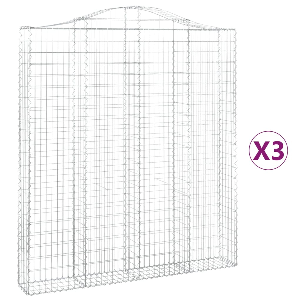 Συρματοκιβώτια Τοξωτά 3 τεμ. 200x30x220/240 εκ. Γαλβαν. Ατσάλι