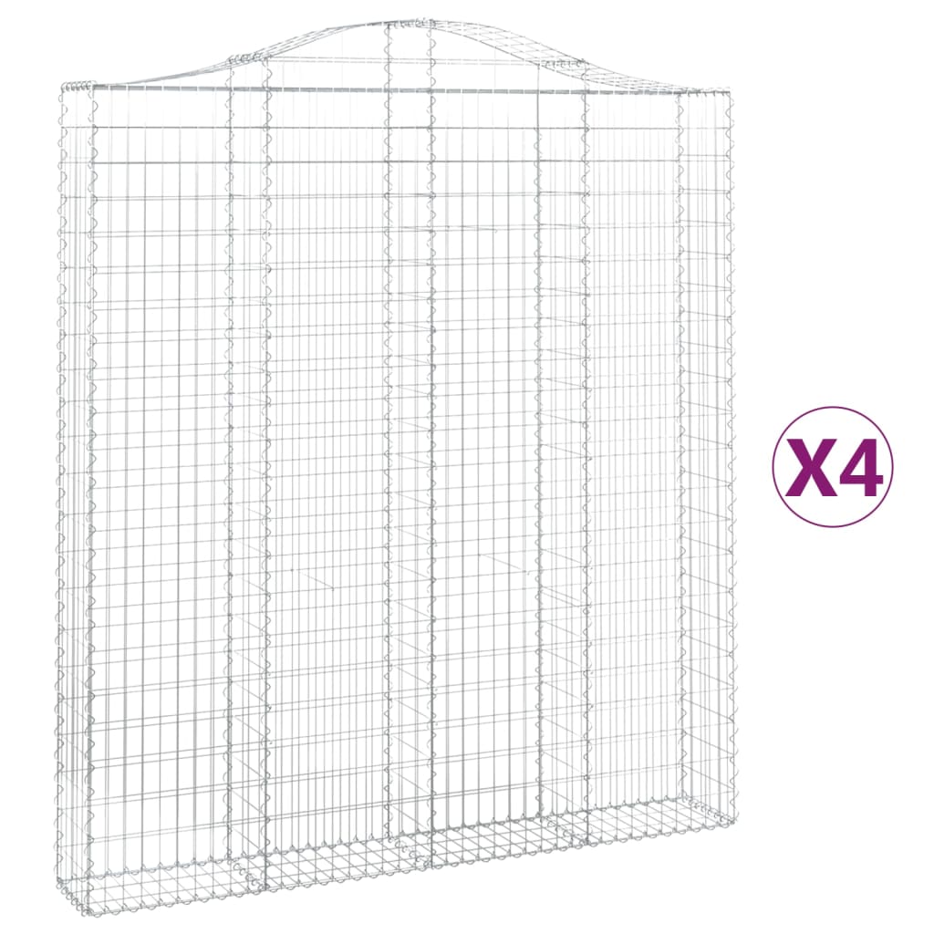 Συρματοκιβώτια Τοξωτά 4 τεμ. 200x30x220/240 εκ. Γαλβαν. Ατσάλι