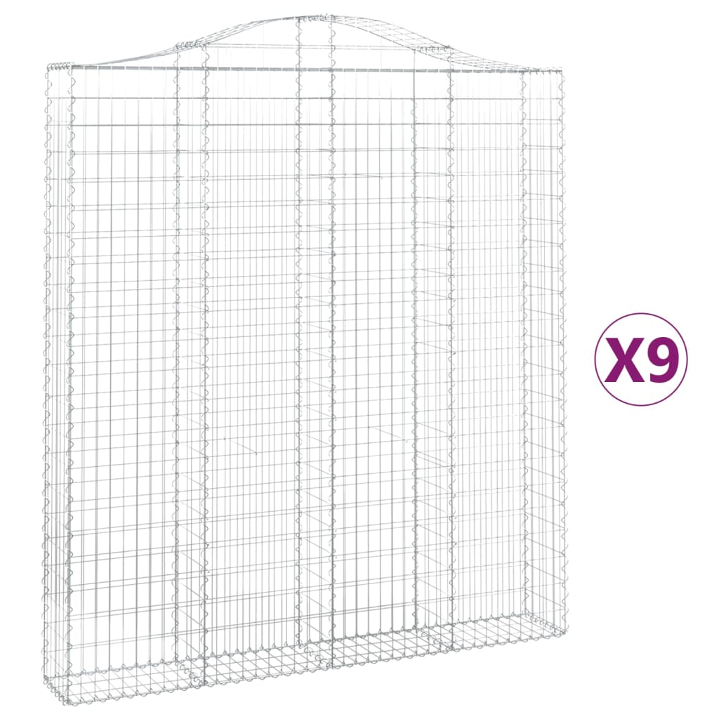 Συρματοκιβώτια Τοξωτά 9 τεμ. 200x30x220/240 εκ. Γαλβαν. Ατσάλι