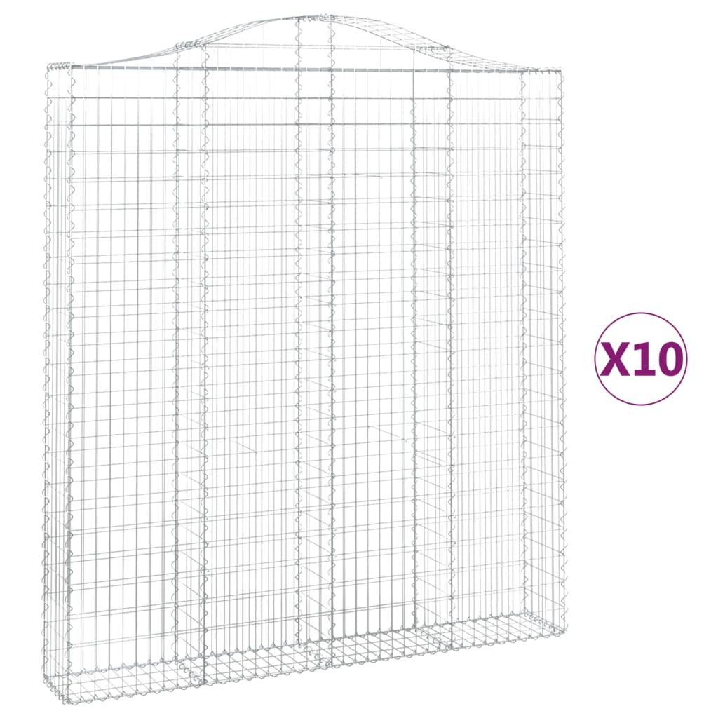 Συρματοκιβώτια Τοξωτά 10 τεμ. 200x30x220/240 εκ. Γαλβαν. Ατσάλι