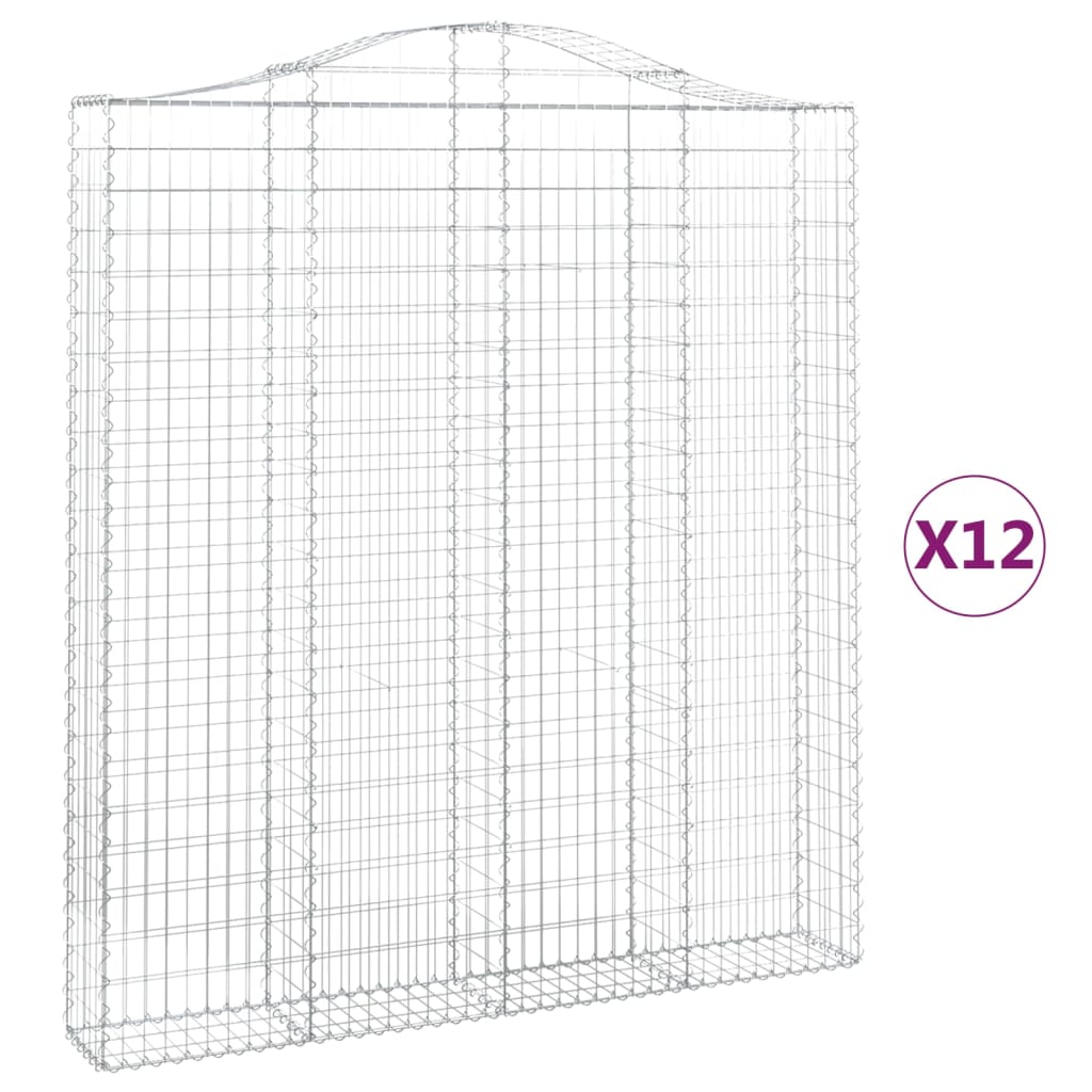 Συρματοκιβώτια Τοξωτά 12 τεμ. 200x30x220/240 εκ. Γαλβαν. Ατσάλι