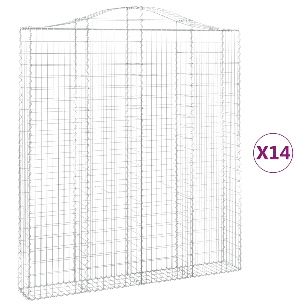 Συρματοκιβώτια Τοξωτά 14 τεμ. 200x30x220/240 εκ. Γαλβαν. Ατσάλι