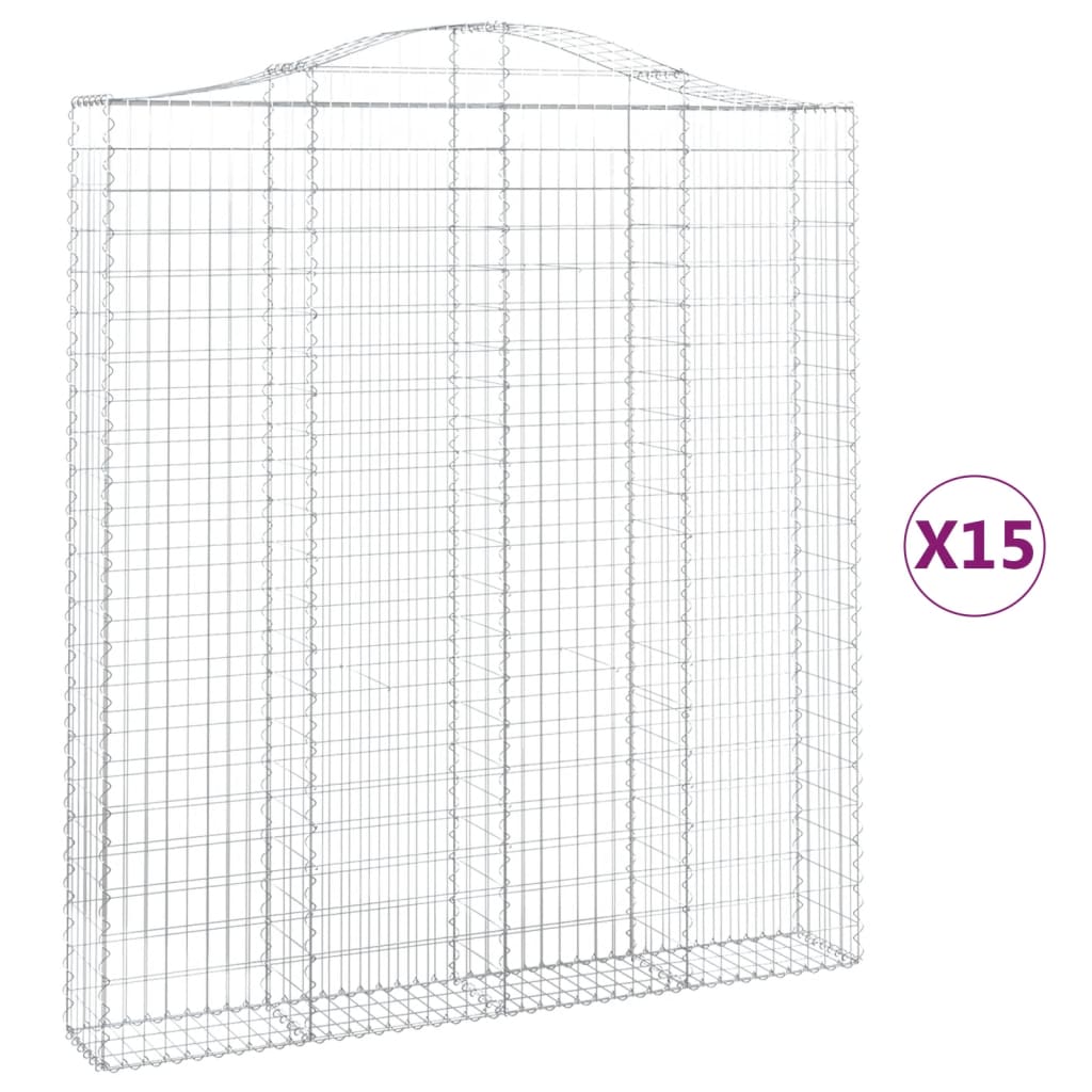 Συρματοκιβώτια Τοξωτά 15 τεμ. 200x30x220/240 εκ. Γαλβαν. Ατσάλι
