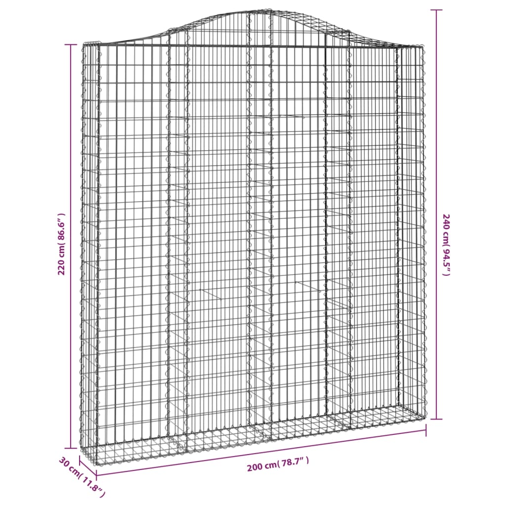 Συρματοκιβώτια Τοξωτά 18 τεμ. 200x30x220/240 εκ. Γαλβαν. Ατσάλι