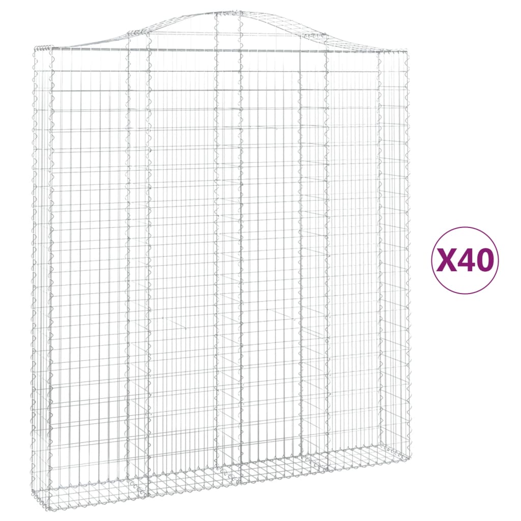 Συρματοκιβώτια Τοξωτά 40 τεμ. 200x30x220/240 εκ. Γαλβαν. Ατσάλι - Pakobazaar