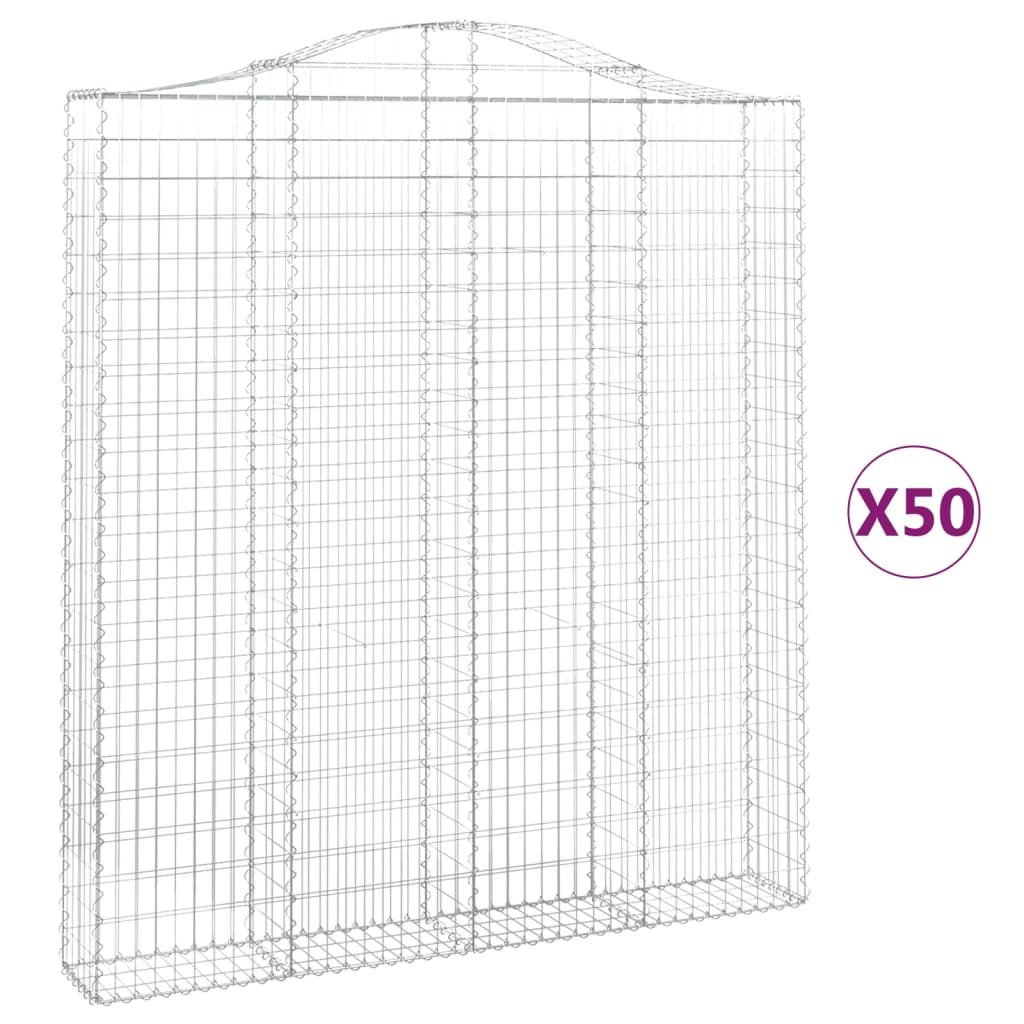 Συρματοκιβώτια Τοξωτά 50 τεμ. 200x30x220/240 εκ. Γαλβαν. Ατσάλι