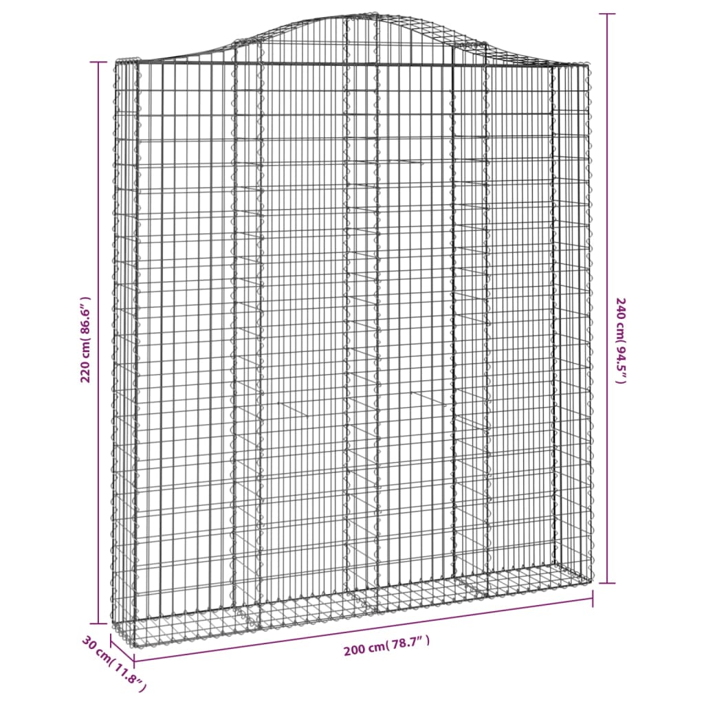 Συρματοκιβώτια Τοξωτά 50 τεμ. 200x30x220/240 εκ. Γαλβαν. Ατσάλι