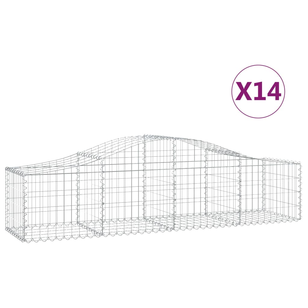 Συρματοκιβώτια Τοξωτά 14 τεμ. 200x50x40/60 εκ. Γαλβαν. Ατσάλι