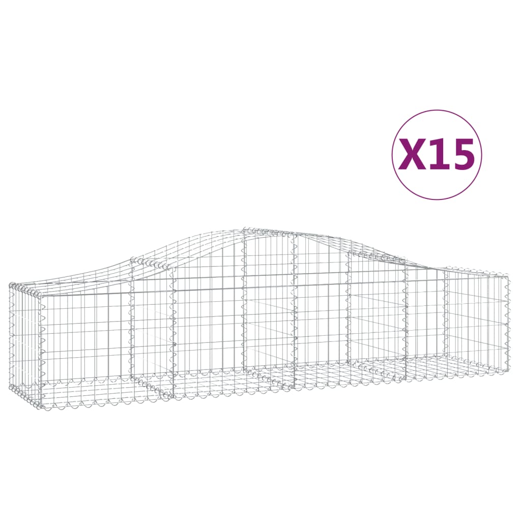 Συρματοκιβώτια Τοξωτά 15 τεμ. 200x50x40/60 εκ. Γαλβαν. Ατσάλι