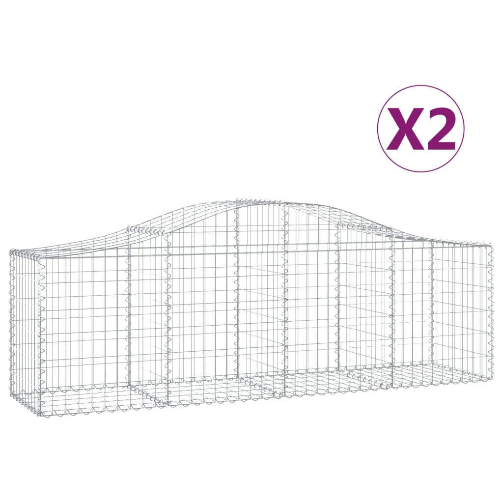 Συρματοκιβώτια Τοξωτά 2 τεμ. 200x50x60/80 εκ. Γαλβαν. Ατσάλι