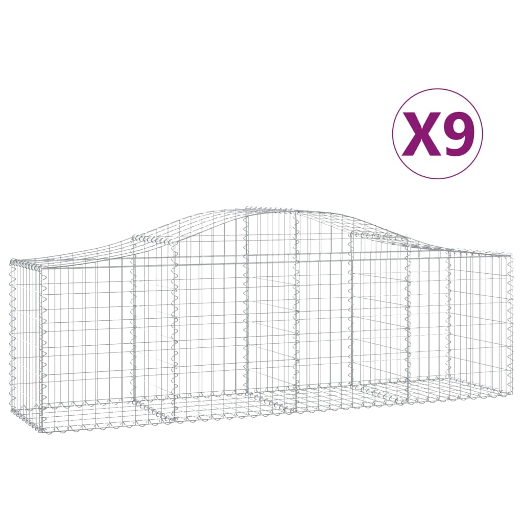 Συρματοκιβώτια Τοξωτά 9 τεμ. 200x50x60/80 εκ. Γαλβαν. Ατσάλι