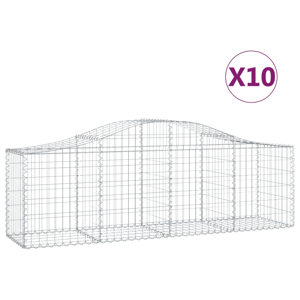 Συρματοκιβώτια Τοξωτά 10 τεμ. 200x50x60/80 εκ. Γαλβαν. Ατσάλι
