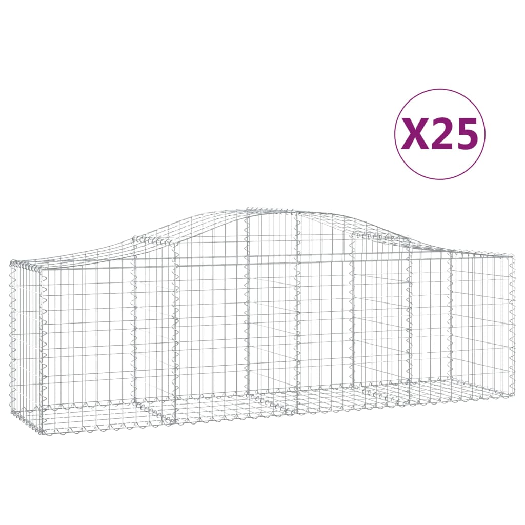 Συρματοκιβώτια Τοξωτά 25 τεμ. 200x50x60/80 εκ. Γαλβαν. Ατσάλι