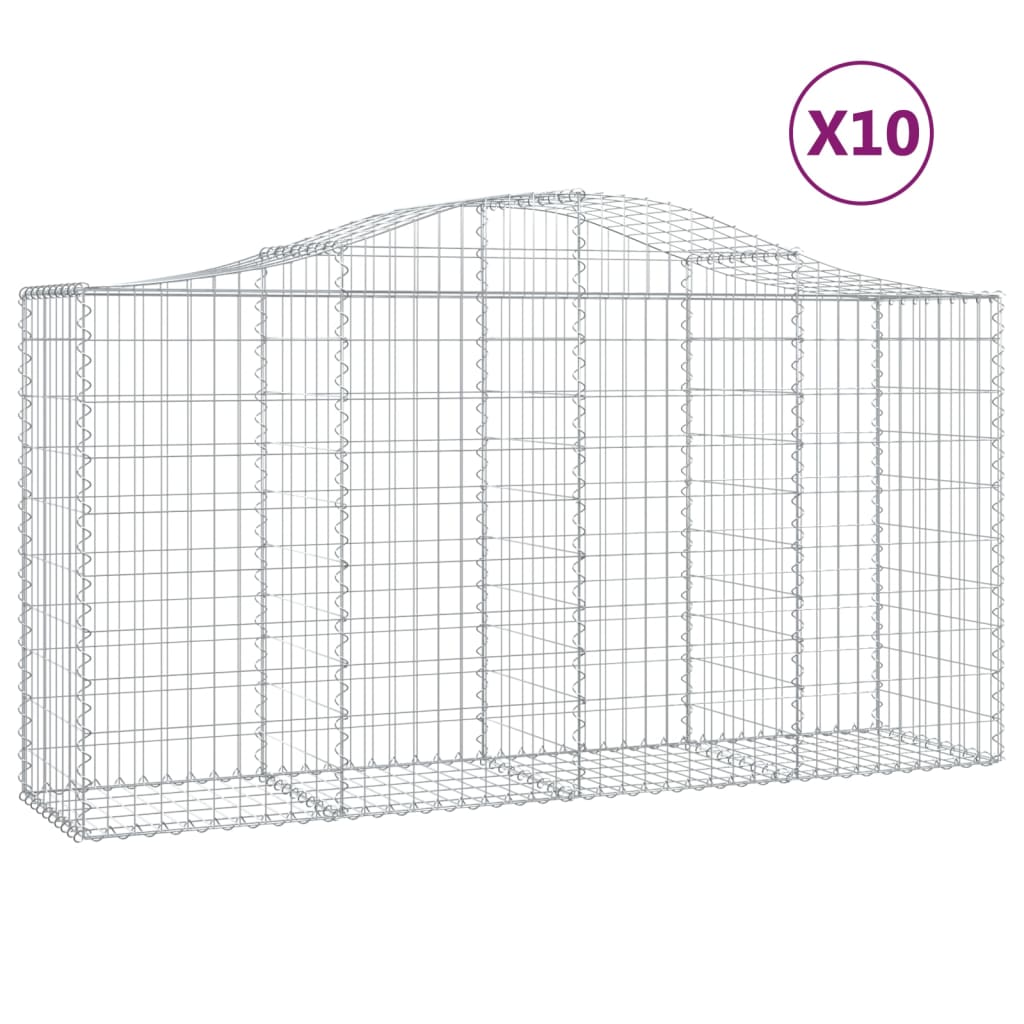 Συρματοκιβώτια Τοξωτά 10 τεμ. 200x50x100/120 εκ. Γαλβαν. Ατσάλι