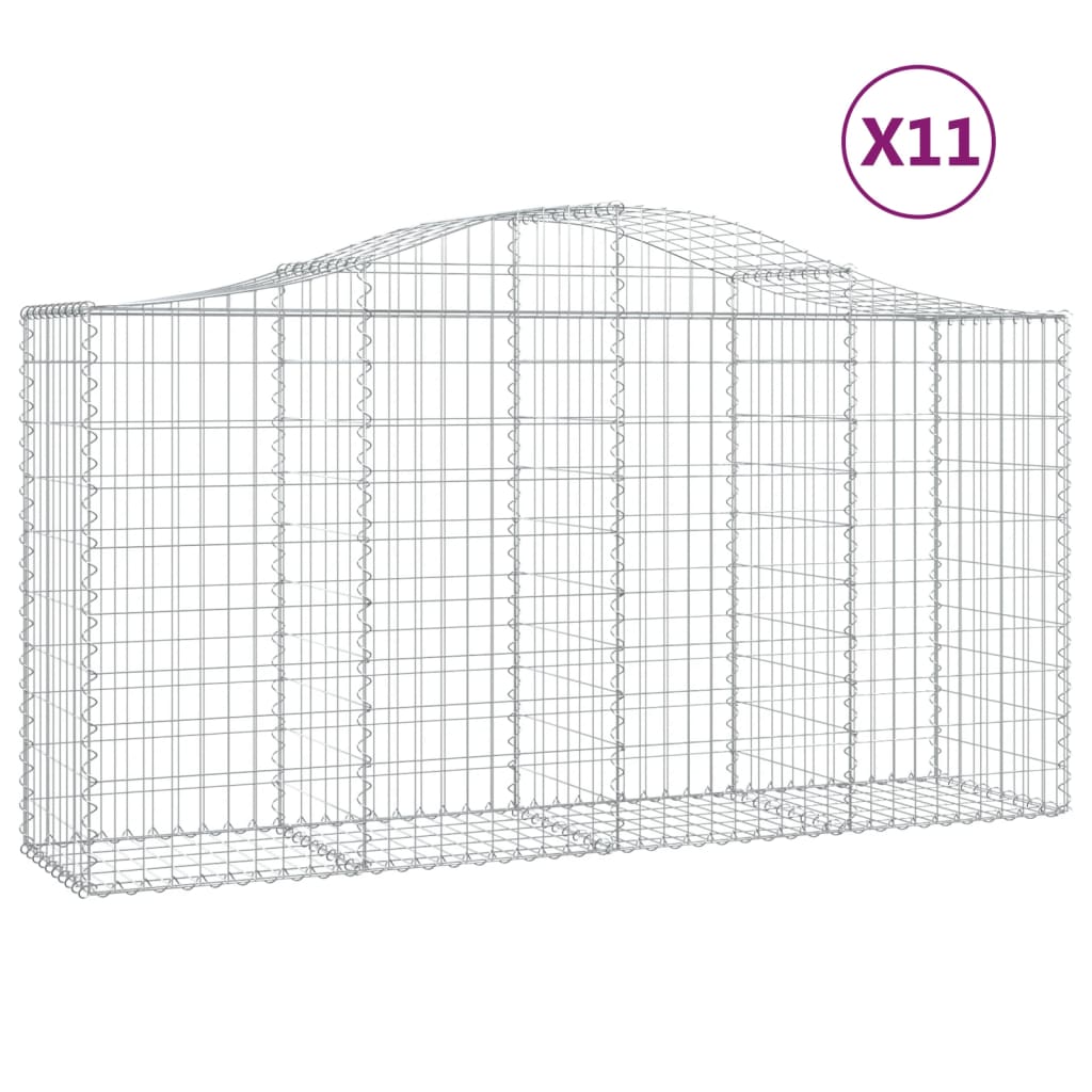 Συρματοκιβώτια Τοξωτά 11 τεμ. 200x50x100/120 εκ. Γαλβαν. Ατσάλι