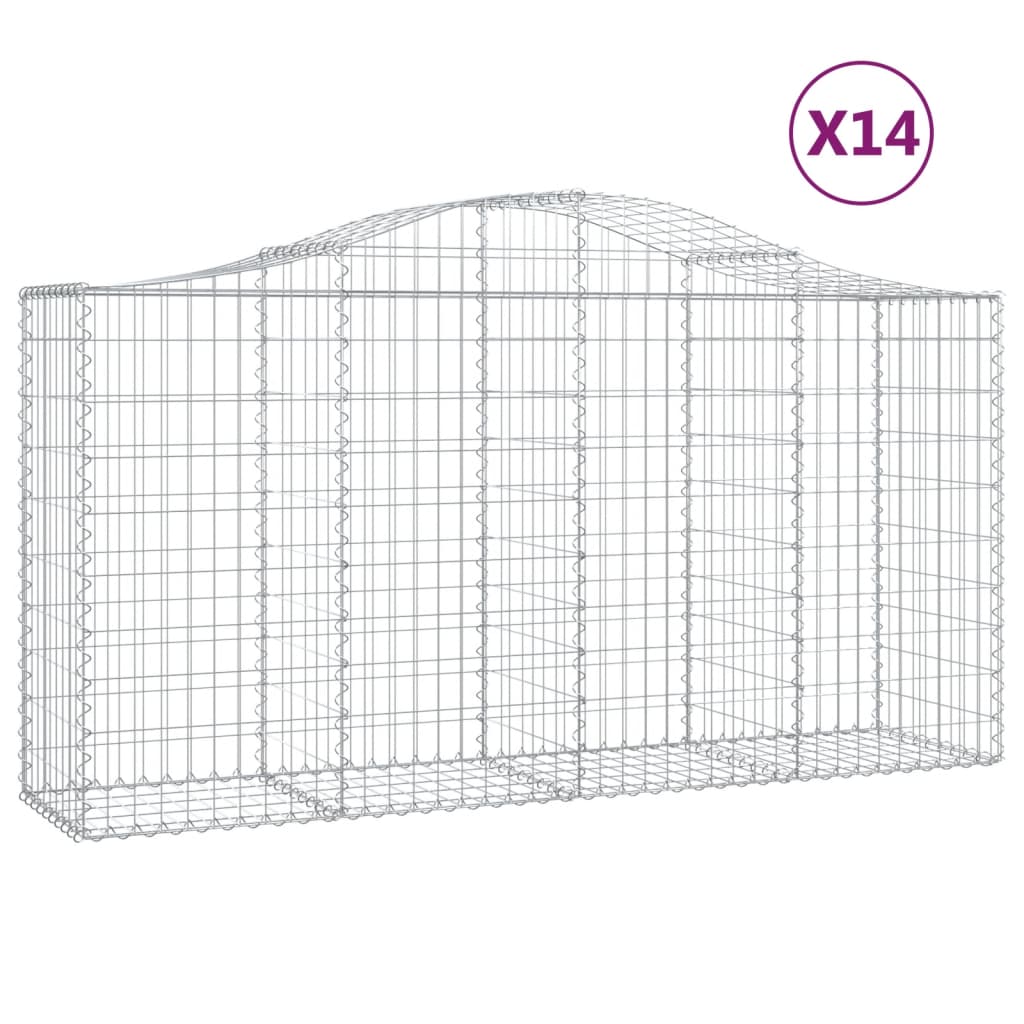 Συρματοκιβώτια Τοξωτά 14 τεμ. 200x50x100/120 εκ. Γαλβαν. Ατσάλι